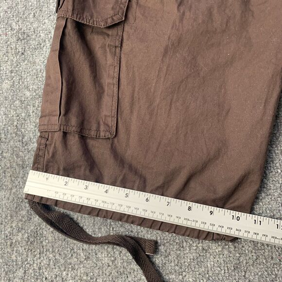 Ablanche Cargo Shorts Mens 38 Brown Y2K Baggy Fit Pockets 100% Cotton 12" Inseam - Picture 6 of 13